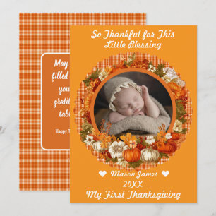 Baby’s First Thanksgiving Fall Floral Photo Holiday Card