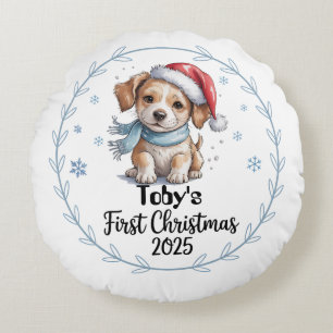 Baby’s First Xmas 2025 Round Pillow – Editable