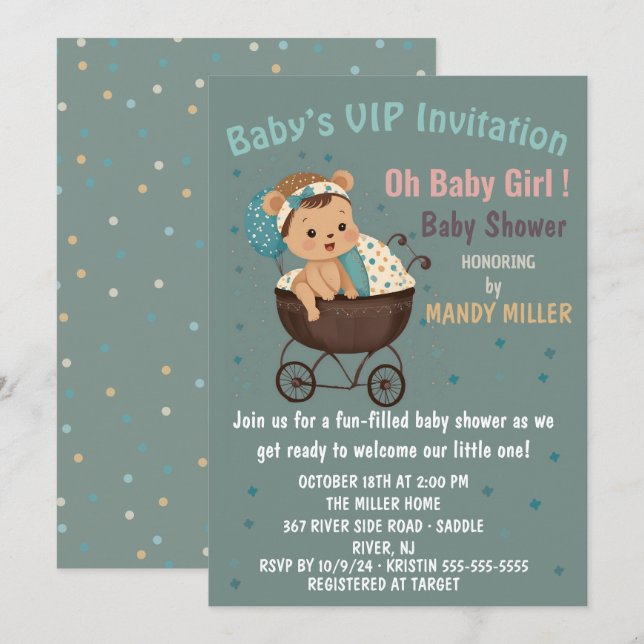 Baby’s VIP Invitation Oh Baby Girl ! (Front/Back)