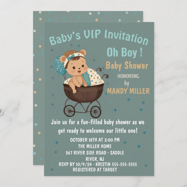 Baby’s VIP Invitation Oh Boy ! (Front/Back)