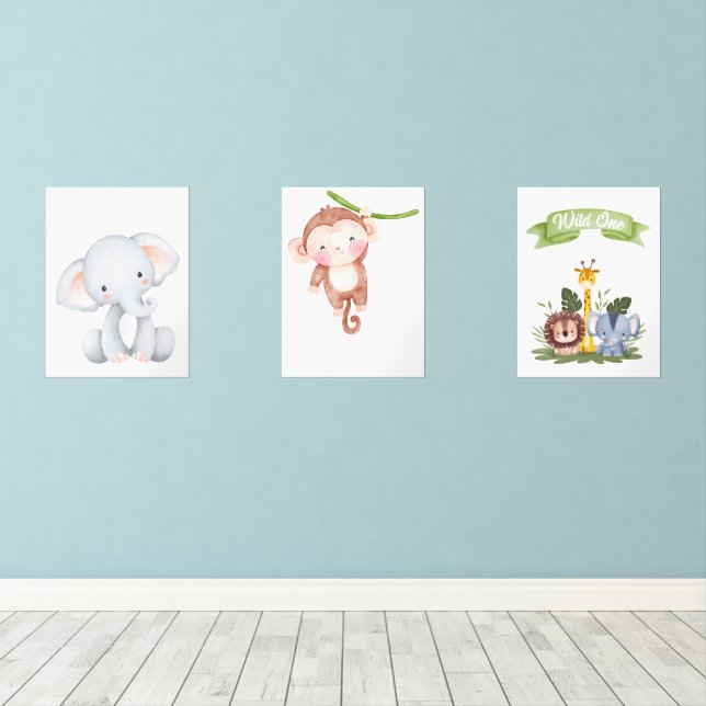 Baby Safari Animal Wall Decor (Wood Floor)