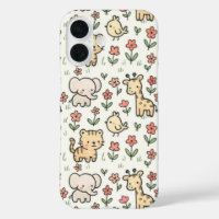 Baby Safari Animal With Doodle Flowers