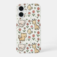 Baby Safari Animal With Doodle Flowers