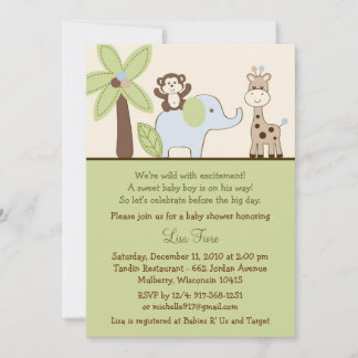 Baby Safari Jungle Animal Baby Shower Invitations