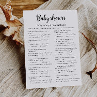 Baby Safety & Health Basics Baby Shower Game,