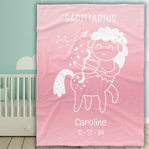Baby Sagittarius Zodiac Star Name Birthdate Pink Fleece Blanket