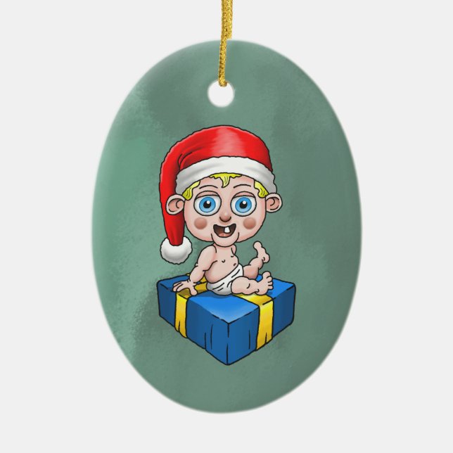 Baby Santa Claus Ceramic Tree Decoration (Front)