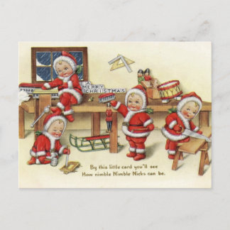 Baby Santas Vintage Holiday Postcard