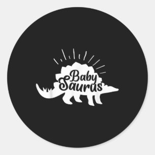 Baby Saurus Funny Dinosaur Stegosaurus Matching Fa Classic Round Sticker