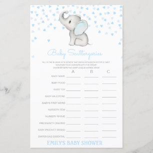 Baby Scattergories Baby Shower Game PRINTED