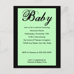 Baby Script Baby Shower Invitation Green