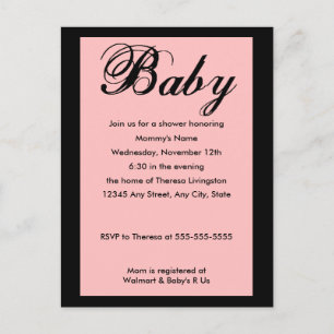 Baby Script Baby Shower Invitation Pink