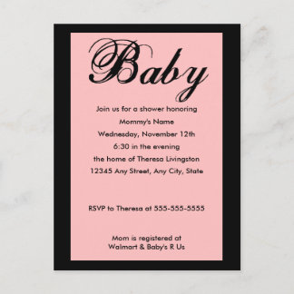 Baby Script Baby Shower Invitation Pink
