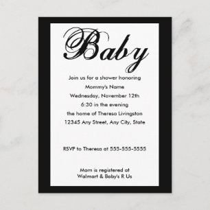 Baby Script Baby Shower Invitation White