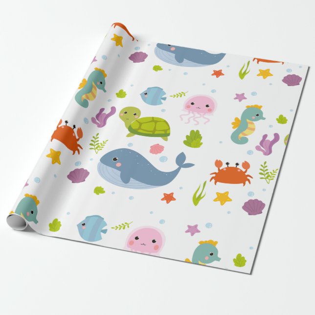 Baby Sea Animals  Wrapping Paper (Unrolled)