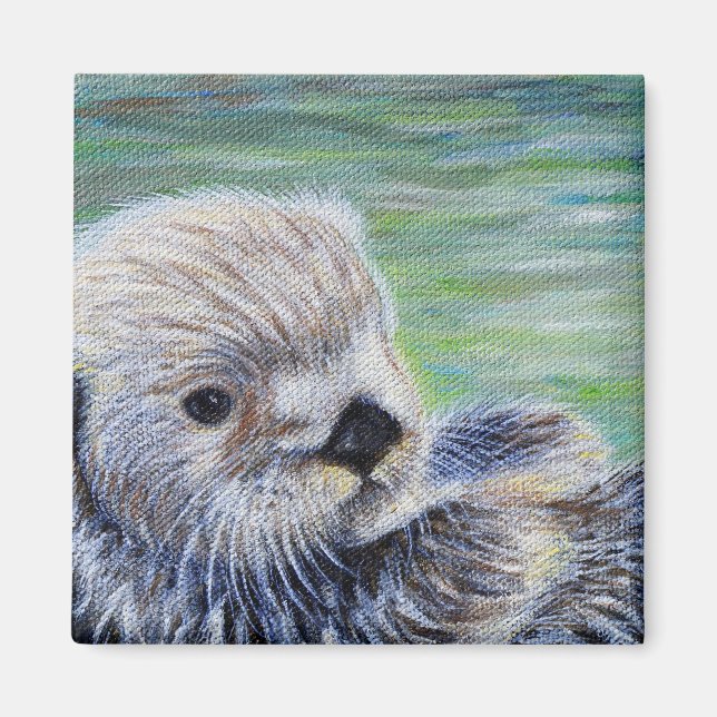Baby Sea Otter Painting Magnet (Front)