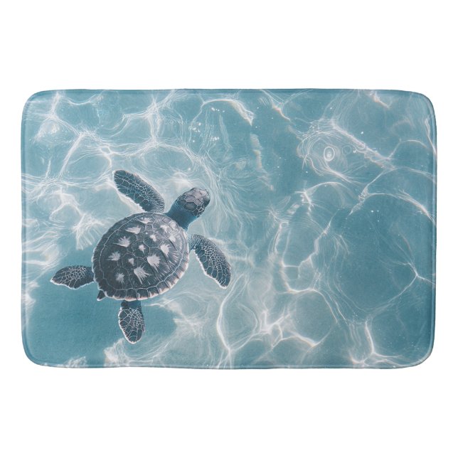 Baby Sea Turtle in Clear Water Bath Mat (Front)