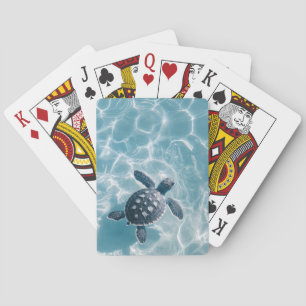 Baby Sea Turtle in Clear Water Playing Cards