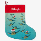 Baby Sea Turtle in Santa Hats Christmas Stocking