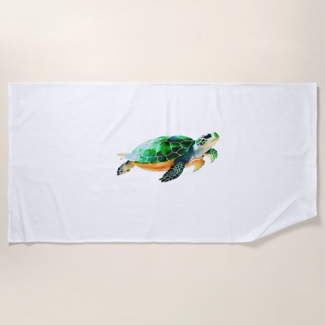 Baby Sea Turtle Moving Towards the Sea Beach Towel (Front)