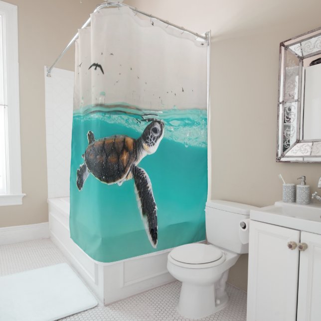 Baby Sea Turtle Shower Curtain (In Situ)