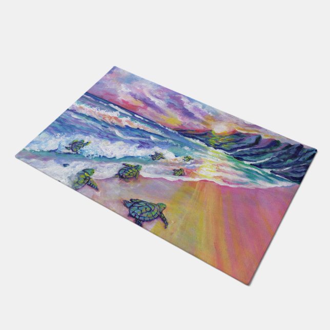 Baby Sea Turtles from Kauai Hawaii Doormat (Angled)