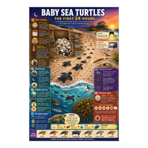 Baby Sea Turtles - Remarkable First Journey Photo Print
