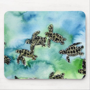 baby sea turtles reptile animal wildlife painting mouse mat