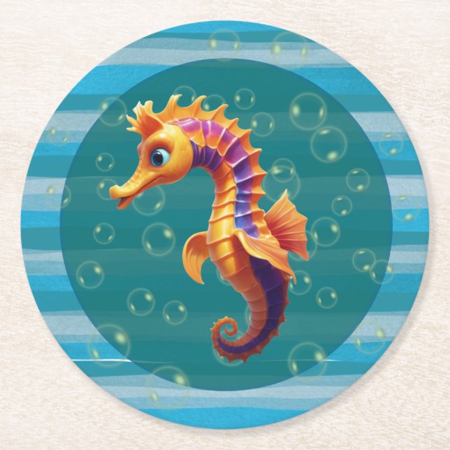 Baby Seahorse Paper Coasters (Front)