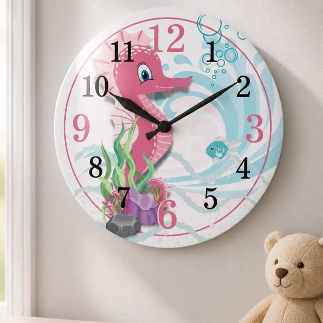 Baby Seahorse | Pink Kids Room Wall Clock (Creator Uploaded)