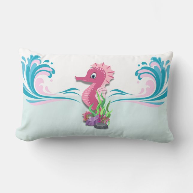 Baby Seahorse | Pink Lumbar Pillow (Front)