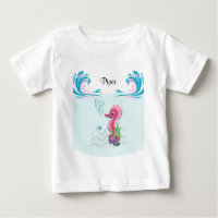 Baby Seahorse | Pink Personalised Baby T-Shirt