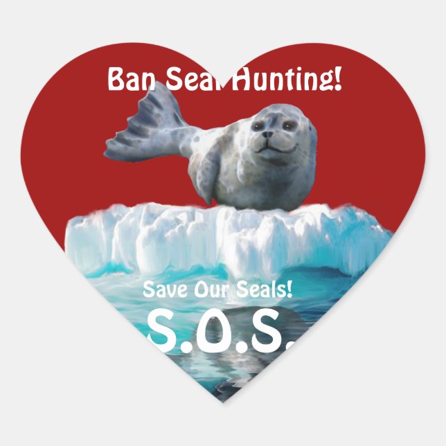 BABY SEAL Anti Seal-Hunt Wildlife Heart Sticker (Front)