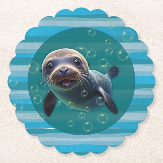 Baby Seal Paper Coasters (Front)