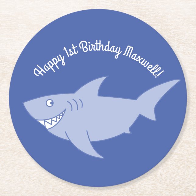 Baby Shark 1st Birthday Party Coasters (Front)