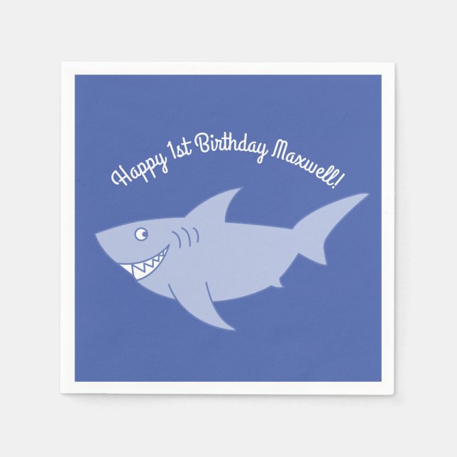 Baby Shark 1st Birthday Party Napkins (Front)