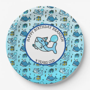 Baby Shark and Whales Personalised Boy's Birthday Paper Plate