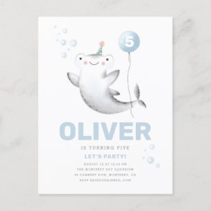 Baby Shark Balloon Kid's Birthday Invite Postcard