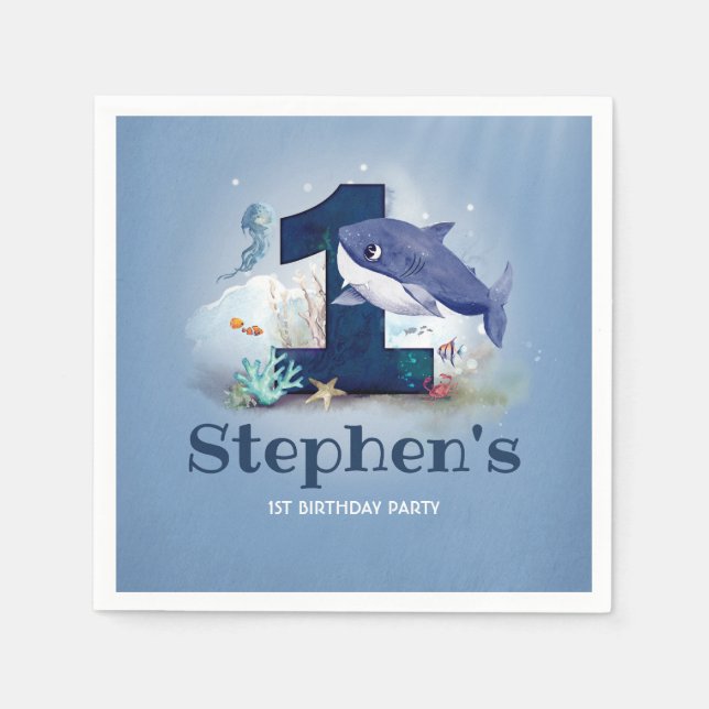 Baby Shark Birthday Party Napkin (Front)