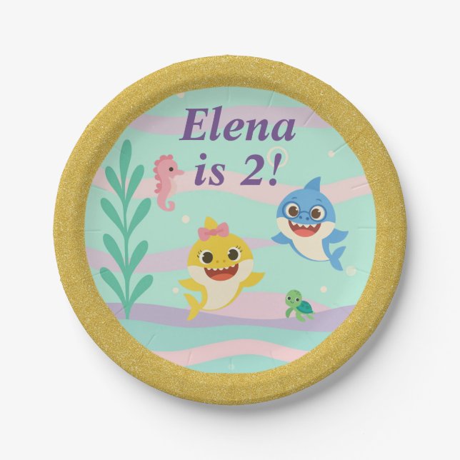 Baby Shark Birthday Party Plates (Front)
