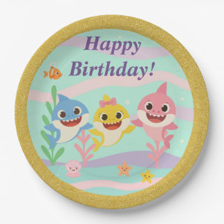 Baby Shark Birthday Party Plates