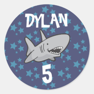 Baby Shark Blue Birthday Classic Round Sticker