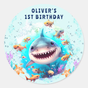 Baby Shark Boy 1st Birthday Stickers