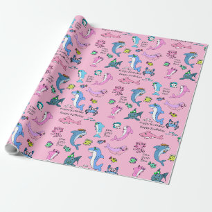 Baby Shark Family Doo Doo Happy Birthday Wrapping Paper