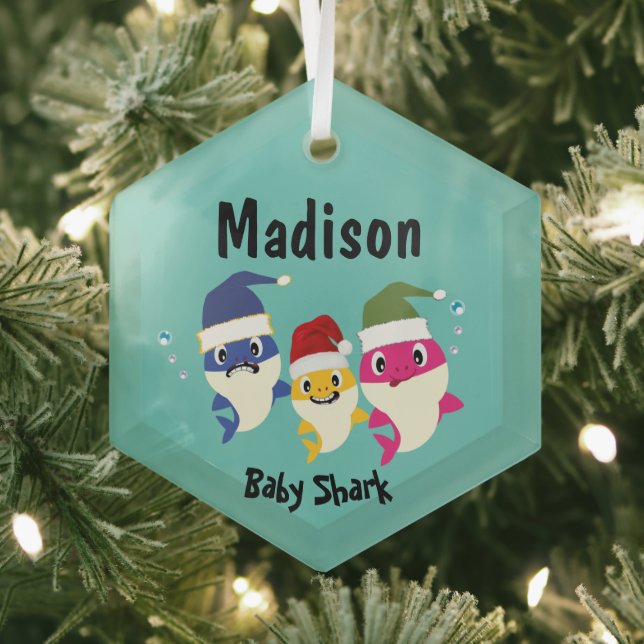 Baby Shark Festive Christmas Awesome Glass Tree Decoration (Insitu)