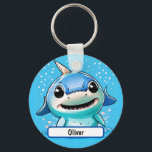 Baby Shark Keychain With Custom Nametag<br><div class="desc">Looking for a fun and adorable accessory for your child's backpack or keyring? Look no further than this adorable keychain with a cute illustration of a Baby Shark!</div>