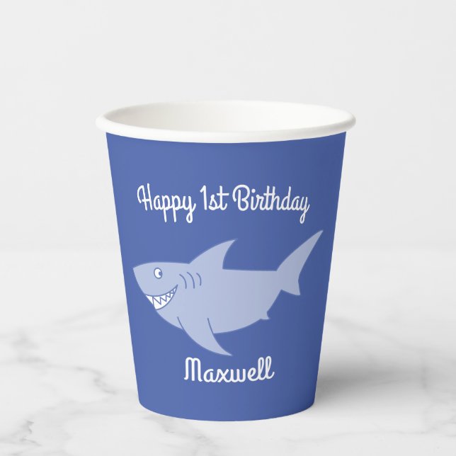 Baby Shark Kids 1st Birthday Paper Cups (Front)