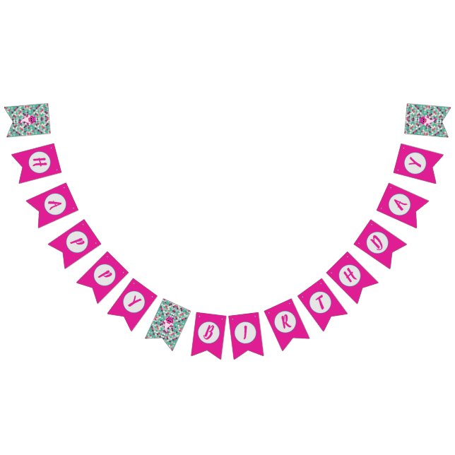 Baby Shark Pink Happy Birthday Banner Gold (All)