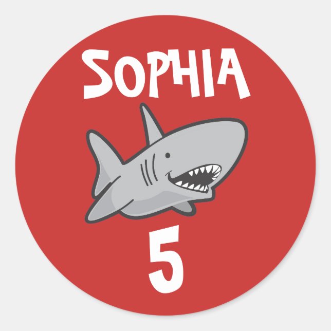 Baby Shark Red Birthday Classic Round Sticker (Front)
