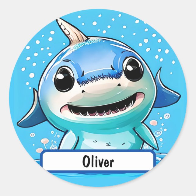 Baby Shark Sticker With Custom Nametag (Front)